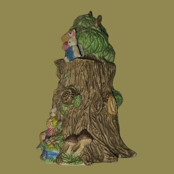 Vintage 6.5" Ceramic Bunny Tree House Figurine Woodland Family Cottage Decor - Picture 4 of 6